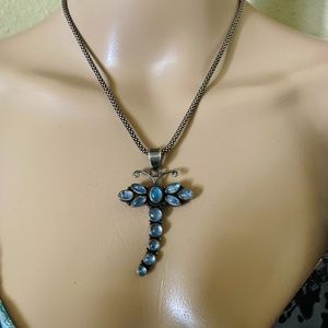 Unique Moonstone dragonfly necklace with sterling silver chain